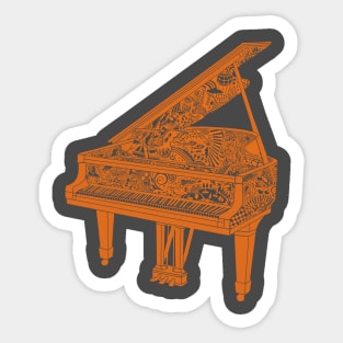 Piano Playing - Orange Ink! Sticker